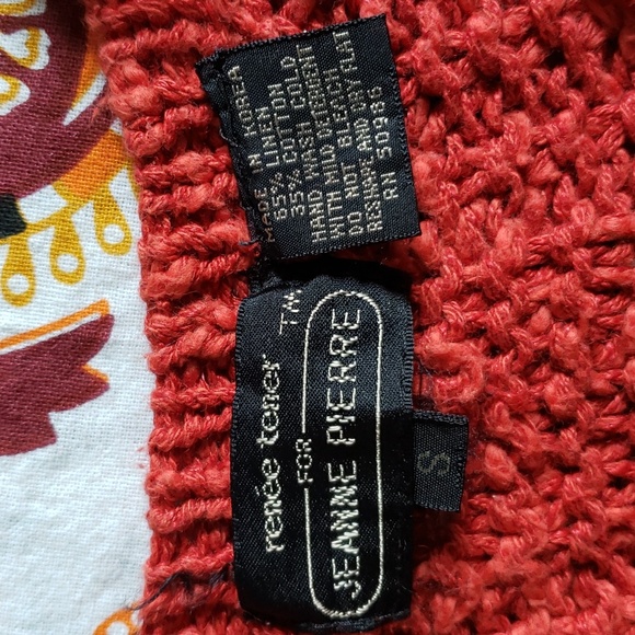 RENEE TENER for Jeanne Pierre 3 button Cap sleeve large weave knit sweater SZ.S - Picture 4 of 7